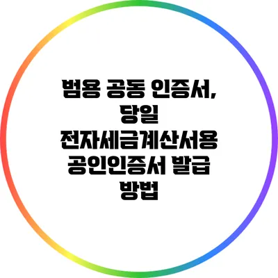 범용 공동 인증서, 당일 전자세금계산서용 공인인증서 발급 방법