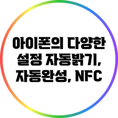 아이폰의 다양한 설정: 자동밝기, 자동완성, NFC