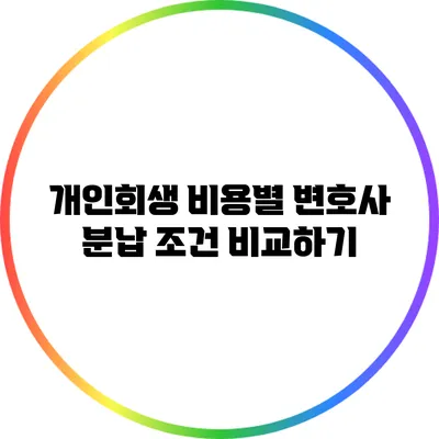 개인회생 비용별 변호사 분납 조건 비교하기