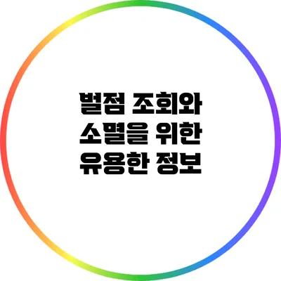 벌점 조회와 소멸을 위한 유용한 정보