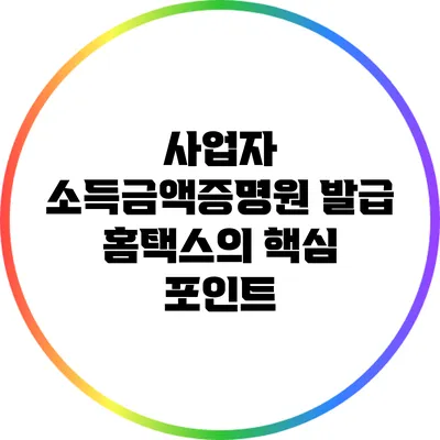 사업자 소득금액증명원 발급: 홈택스의 핵심 포인트