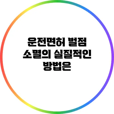 운전면허 벌점 소멸의 실질적인 방법은?