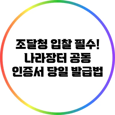 조달청 입찰 필수! 나라장터 공동 인증서 당일 발급법