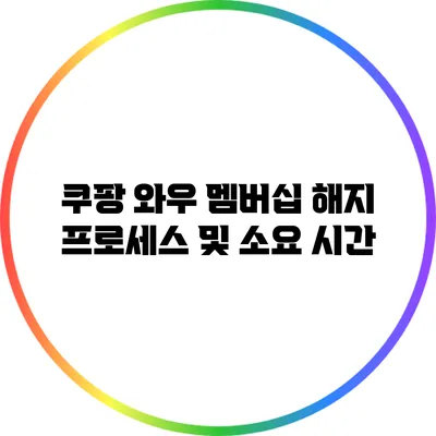 쿠팡 와우 멤버십 해지 프로세스 및 소요 시간