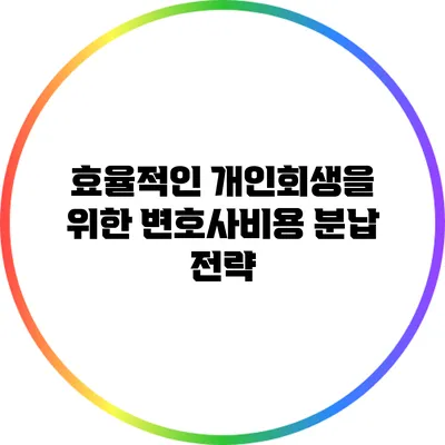 효율적인 개인회생을 위한 변호사비용 분납 전략