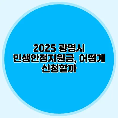 2025 광명시 민생안정지원금, 어떻게 신청할까?
