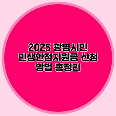 2025 광명시민 민생안정지원금 신청 방법 총정리