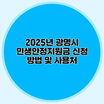 2025년 광명시 민생안정지원금 신청 방법 및 사용처