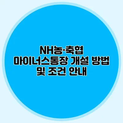 NH농·축협 마이너스통장 개설 방법 및 조건 안내