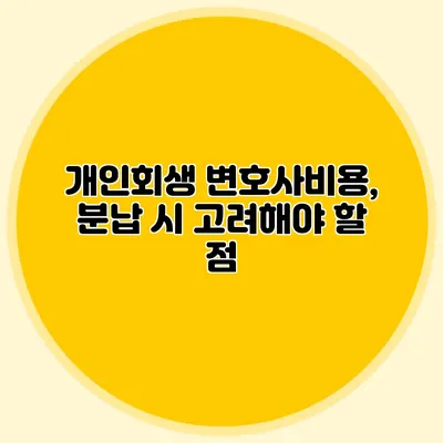 개인회생 변호사비용, 분납 시 고려해야 할 점