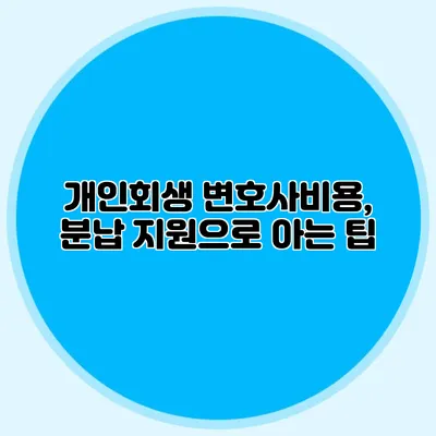 개인회생 변호사비용, 분납 지원으로 아는 팁