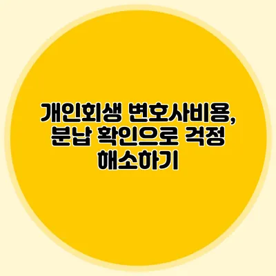 개인회생 변호사비용, 분납 확인으로 걱정 해소하기