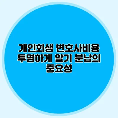 개인회생 변호사비용 투명하게 알기 분납의 중요성
