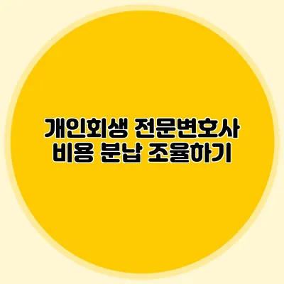 개인회생 전문변호사 비용 분납 조율하기