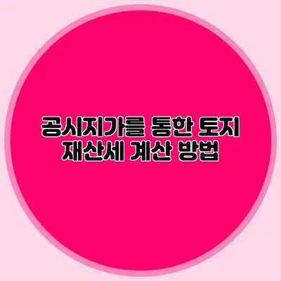 공시지가를 통한 토지 재산세 계산 방법