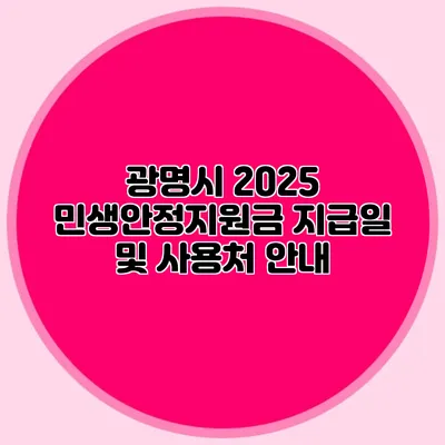 광명시 2025 민생안정지원금 지급일 및 사용처 안내