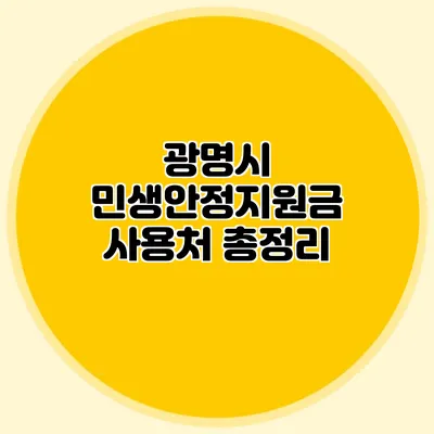 광명시 민생안정지원금 사용처 총정리