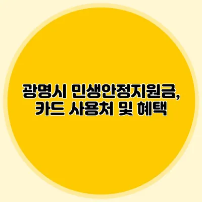광명시 민생안정지원금, 카드 사용처 및 혜택