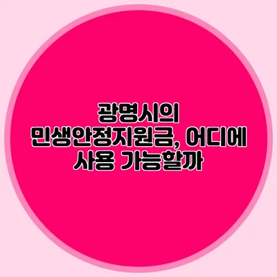 광명시의 민생안정지원금, 어디에 사용 가능할까?