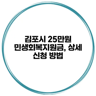 김포시 25만원 민생회복지원금, 상세 신청 방법