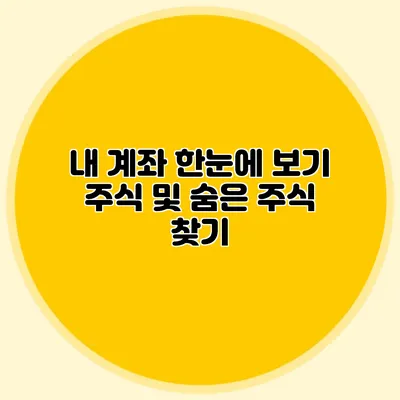 내 계좌 한눈에 보기 주식 및 숨은 주식 찾기