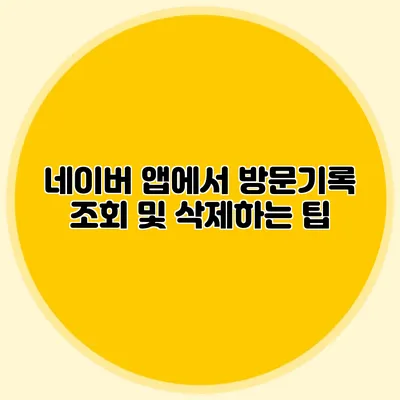 네이버 앱에서 방문기록 조회 및 삭제하는 팁