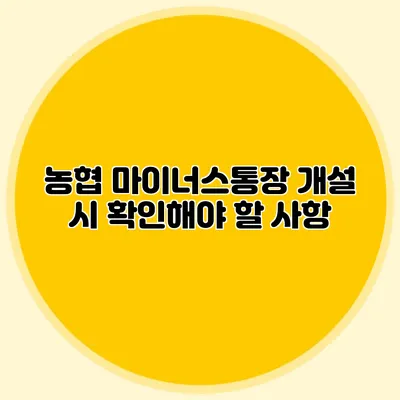 농협 마이너스통장 개설 시 확인해야 할 사항