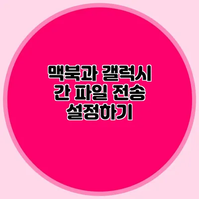 맥북과 갤럭시 간 파일 전송 설정하기
