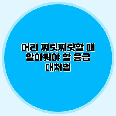 머리 찌릿찌릿할 때 알아둬야 할 응급 대처법