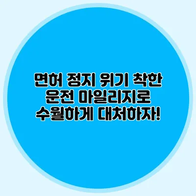 면허 정지 위기? 착한 운전 마일리지로 수월하게 대처하자!