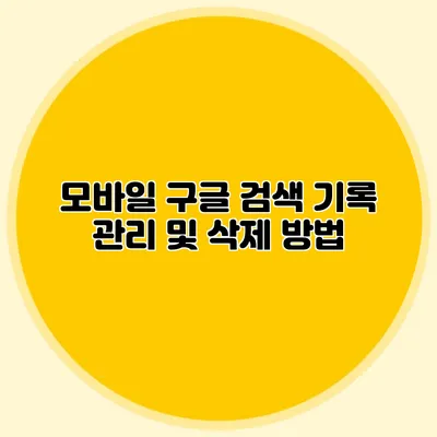 모바일 구글 검색 기록 관리 및 삭제 방법