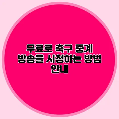 무료로 축구 중계 방송을 시청하는 방법 안내
