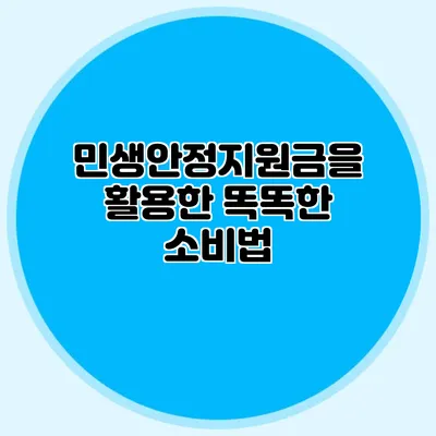 민생안정지원금을 활용한 똑똑한 소비법