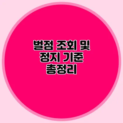 벌점 조회 및 정지 기준 총정리