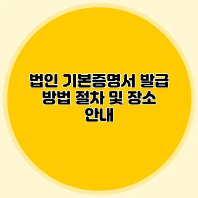 법인 기본증명서 발급 방법 절차 및 장소 안내