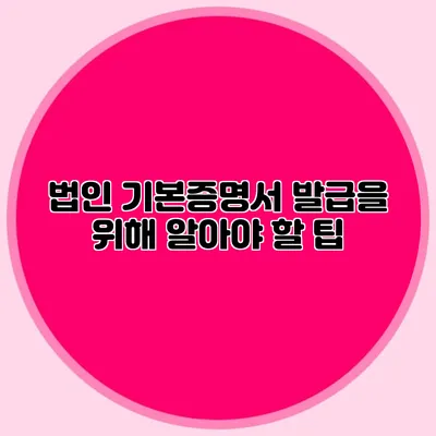 법인 기본증명서 발급을 위해 알아야 할 팁