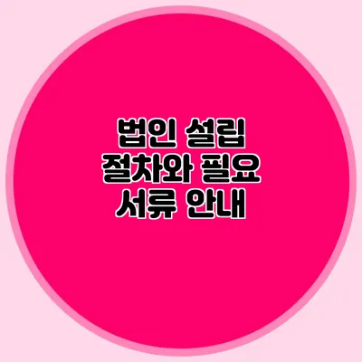 법인 설립 절차와 필요 서류 안내