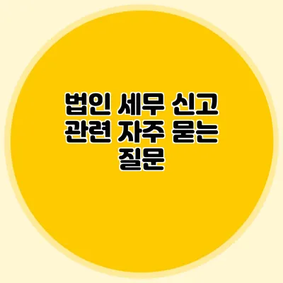 법인 세무 신고 관련 자주 묻는 질문