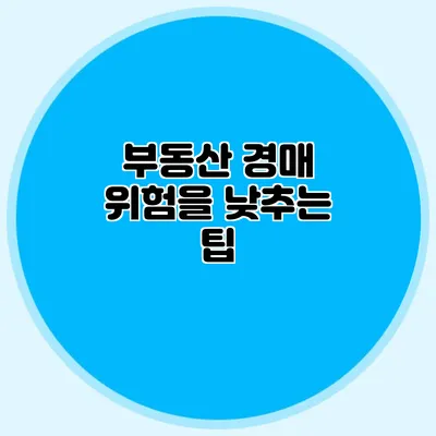 부동산 경매 위험을 낮추는 팁