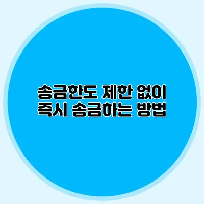 송금한도 제한 없이 즉시 송금하는 방법