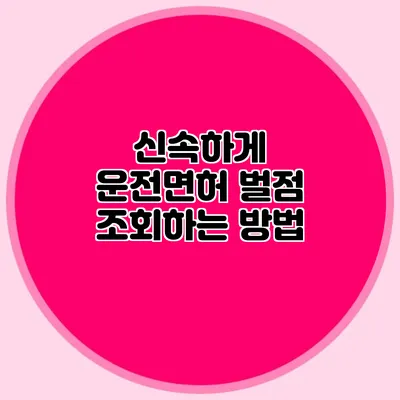 신속하게 운전면허 벌점 조회하는 방법