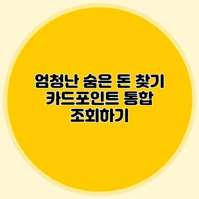 엄청난 숨은 돈 찾기 카드포인트 통합 조회하기