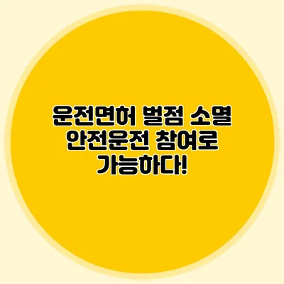 운전면허 벌점 소멸 안전운전 참여로 가능하다!