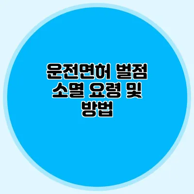 운전면허 벌점 소멸 요령 및 방법