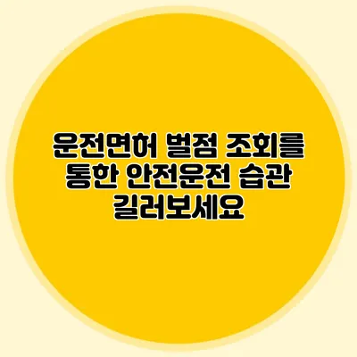 운전면허 벌점 조회를 통한 안전운전 습관 길러보세요