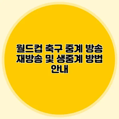 월드컵 축구 중계 방송 재방송 및 생중계 방법 안내