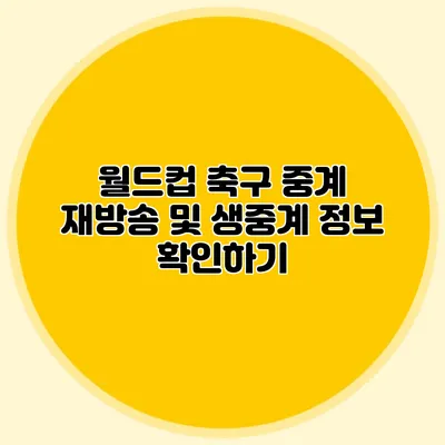 월드컵 축구 중계 재방송 및 생중계 정보 확인하기