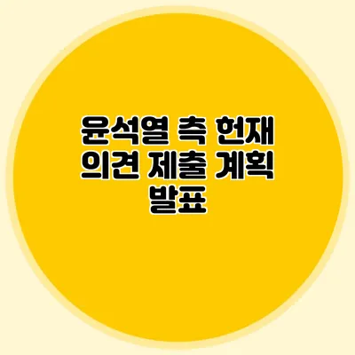 윤석열 측 헌재 의견 제출 계획 발표