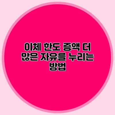 이체 한도 증액 더 많은 자유를 누리는 방법