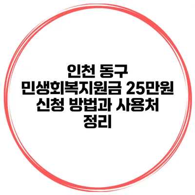 인천 동구 민생회복지원금 25만원 신청 방법과 사용처 정리